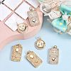 6Pcs 3 Styles Brass Micro Pave Clear Cubic Zirconia Pendants ZIRC-SZ0001-21-5