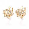 Brass Micro Pave Clear Cubic Zirconia Cuff Earrings EJEW-T047-74G-1