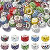 100Pcs 10 Colors Polymer Clay Rhinestone European Large Hole Beads with Silver Color Plated Brass Cores FIND-YW0004-88-1