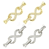 2Pcs Brass Micro Pave Clear Cubic Zirconia Fold Over Clasps KK-YW0003-54P-2