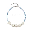 4Pcs 4 Colors Summer Natural Shell & Synthetic Magnesite Star & Glass Seed Beaded Anklets AJEW-AN00680-3