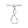 Brass Micro Pave Clear Cubic Zirconia Toggle Clasps KK-P234-66P-4