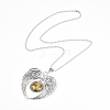 Zinc Tibetan Style Alloy Angel Wing Heart Pendant Necklaces NJEW-G328-B06-2