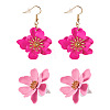 2 Pairs 2 Styles Iron Flower Dangle Earrings and Sweet and Stylish Multi-layer Petal Flower Stud Earrings EJEW-TA0001-80A-1
