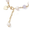 Round Natural Cultured Freshwater Pearl & Natural Lavender Amethyst & Aquamarine & Madagascar Rose Quartz Beaded Link Bracelets for Women BJEW-JB12807-3