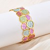 Multicolor Brass Enamel Cuff Bangles for Women BJEW-G787-02G-01-1