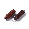 Dyed & Heated Natural Red Tiger Eye Double Terminated Pointed Pendants G-G926-01P-15-3