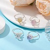 Round Glass & Shell Pearl Finger Rings RJEW-JR00795-2