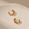Colorful Cubic Zirconia Heart Wrap Sutd Earrings CHAK-PW0001-039G-2