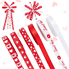 6Rolls 6 Colors Valentine's Day Polyester Printed Grosgrain Ribbon OCOR-PH0004-23-1