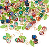 28Pcs 7 Colors Crackle Glass Pendants PALLOY-TAC0183-3