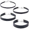 4Pcs 4 Styles Flat PU Leather Cord Gothic Choker Necklaces with Platinum Iron End Chains NJEW-CL0001-14-1