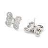 Butterfly Rack Plating Brass Micro Pave Clear Cubic Zirconia Stud Earrings for Women KK-Z038-17P-2