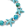 Starfish Synthetic Turquoise Beads & Brass Beads Stretch Bracelets BJEW-JB12417-03-3