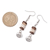 Natural Coconut Bodhi & Alloy Dangle Earrings EJEW-JE06173-01-3