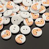 2-Hole Flat Round Number Printed Wooden Sewing Buttons X-BUTT-M002-7-1