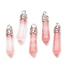 Bullet Cherry Quartz Glass Pointed Pendants G-E332-C30-2