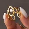 304 Stainless Steel & Clear Cubic Zirconia Cuff Open Rings RJEW-G379-02G-1