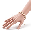 Shell Pearl Beaded Open Cuff Bangle with Flower BJEW-TA00118-3