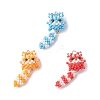3Pcs Glass Seed Beaded Cat Pendants PALLOY-MZ01020-1