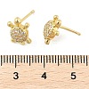 Brass Micro Pave Clear Cubic Zirconia Stud Earrings EJEW-R016-26G-03-5