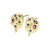 Brass Micro Pave Cubic Zirconia Stud Earring Findings KK-U075-01C-03G-1