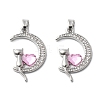 Brass Micro Pave Cubic Zirconia with Glass Pendants KK-Z103-07P-01-1