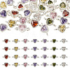 28Pcs 7 Colors Brass Pave Cubic Zirconia Heart Links Connector Charms KK-TA0003-47-2
