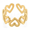 Ion Plating(IP) 304 Stainless Steel Hollow Heart Cuff Rings X-RJEW-N038-124LG-2