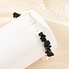 Natural Obsidian & Glass Chip Steel Memory Wire Cuff Bangles for Women BJEW-JB14381-2
