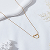 1Pc 304 Stainless Steel Heart Pendant Round Snake Chain Necklaces for Women NJEW-LP0009-42-3
