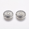 Tibetan Style Alloy Flat Round Carved Wheel Beads TIBEB-5720-AS-LF-2