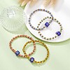 Evil Eye Lampwork & Glass Seed Beaded Stretch Bracelet BJEW-JB09528-2