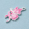 Breast Cancer Pink Awareness Ribbon Theme Alloy Enamel Pendants ENAM-A147-01D-2