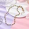 6 Solid Colors Glass Beaded Necklaces NJEW-JN04900-2