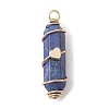 3Pcs 3 Styles Natural Lapis Lazuli Copper Wire Wrapped Pointed Pendants PALLOY-JF02460-03-4