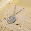 304 Stainless Steel Embossed Flower Oval Pendant Necklaces for Women WGAFB1B-02-2
