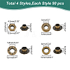 200Pcs 4 Styles Brass Grommet Eyelet Findings for Shoes KK-WR0001-22-2