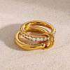 Stainless Steel Micro Pave Clear Cubic Zirconia Stacking Finger Rings FS-WGF4BA8-03-4