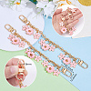 2Pcs Alloy Enamel Pink Flower Charm Cable Chain Bag Decorative Chains HJEW-PH02296-3