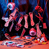 AHADERMAKER 7 Bags 7 Style Halloween Decoration Paper Bleeding Saw Machete Knife Skull Eye Hand Bat Flag Banners AJEW-GA0006-13-5