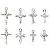 8Pcs 8 Styles Brass Micro Pave Clear Cubic Zirconia Charms KK-CJ0004-22-1