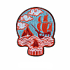 Ocean Theme Pattern Skull Computerized Embroidery Style Cloth Iron on/Sew on Patches SKUL-PW0002-111B-1