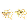 201 Stainless Steel Bee and Honeycomb Lapel Pin JEWB-N007-124G-2