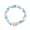 Ocean Dyed Synthetic Turquoise Sea Turtle Electroplate Glass Faceted Rondelle Beaded Stretch Bracelets for Women BJEW-JB14386-02-3