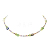 Flower & Smile Face Acrylic & Seed Beaded Necklace for Women NJEW-JN04303-4