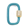 Oval Brass Micro Pave Clear Cubic Zirconia Screw Carabiner Clasps KK-B167-01B-03G-1