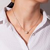 Elegant Stainless Steel 12mm Round Shell Pearl Bead Pendant Necklaces for Daily Wear DW4894-2-4