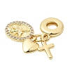 Brass Micro Pave Clear Cubic Zirconia European Dangle Charms KK-Z150-10G-2