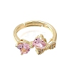 Brass Micro Pave Clear Cubic Zirconia Cuff Open Rings CU-CBA5C10-15G-3